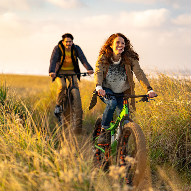 Biking through Beach Grass